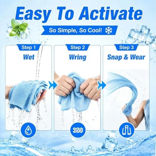 XQMMGO 100 x 30 cm Instant Cooling Towel for Neck & Face, Ice Cold Microfibre Sports Gym Towel with Portable Bottle, Breathable Sweat Bandana for Running, Yoga, Golf, Travel & Hot Weather (light blue) — view 3
