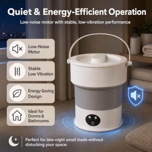 MEESOGA Foldable Mini Washing Machine 5L – Portable Mini Travel Washing Machine with 2 Wash Modes & Timer – Compact, Quiet & IPX4 Waterproof Camping Washer for Underwear, Socks, Baby Clothes & Bra — view 5