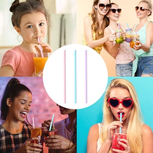 Reusable Silicone Straws, 3 Pack Foldable Travel Straws — view 4