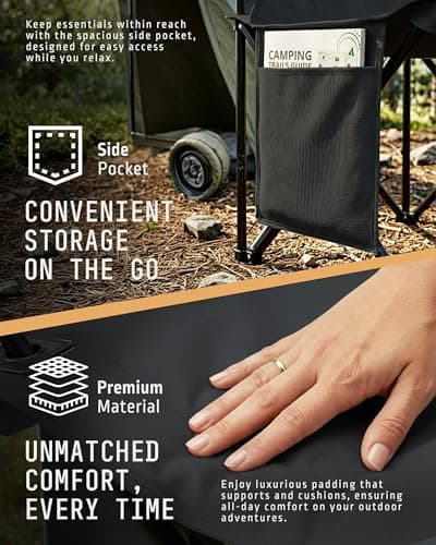 Voyager Folding Camping Chair 2-Pack, Lightweight with Pocket and Drinks Holder, Holds up to 120kg Each, Easy to Transport, Foldable Outdoor Chair Set -Black — view 3