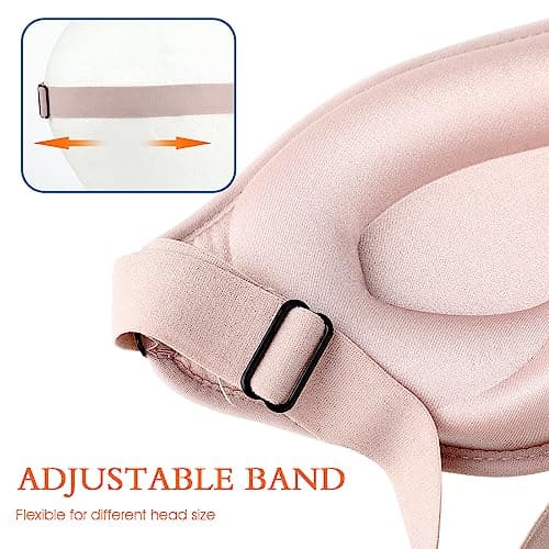 WLLHYF Silk Sleep Mask, 3D Stereo Deep Sleep Eye Mask Comfortable Adjustable Cute Block Out Light Eye Covers for Man and Woman All Night Sleep (Pink) — view 4