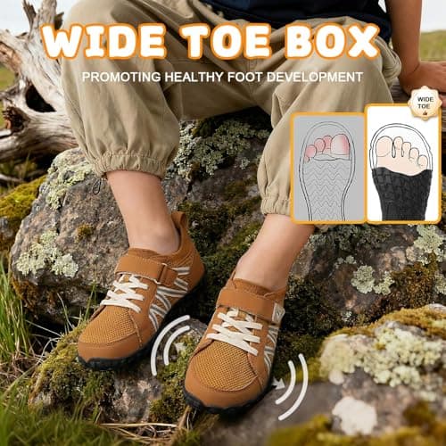 JOINFREE Kids Wide Fit Shoes Barefoot Walking Shoes Brown — view 2