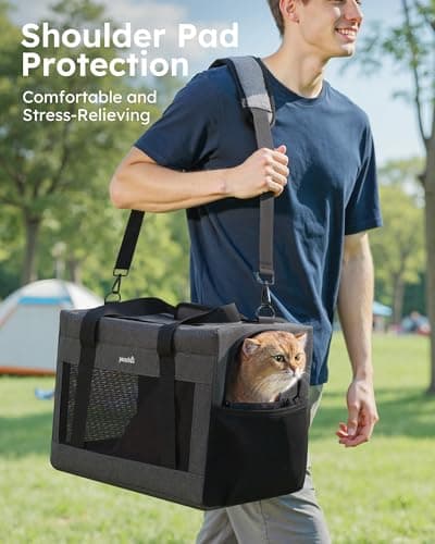 pecute Cat Carrier Stable, Pet Carrier Stable Steel Frame,Grey — view 6