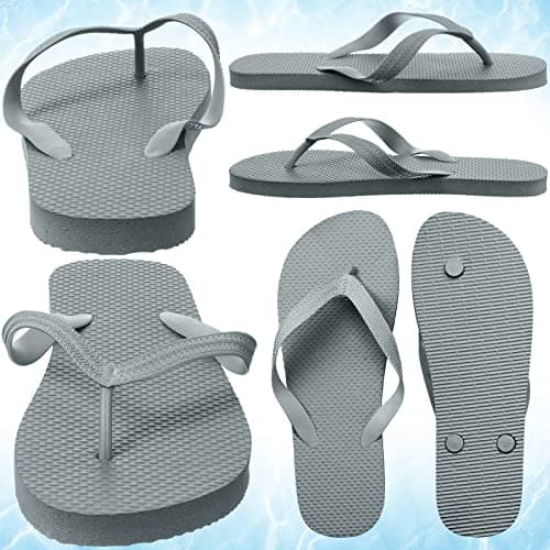 Haysandy 50 Pairs Flip Flops Bulk, Slim Flip Flop Sandal with Narrow Strap, Non Slip Flop Sandal for Women Men Guests Pack Casual Slippers for Beach Wedding Pool Party, Silver Gray, One Size — view 5