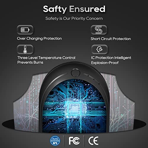 Hand Warmers Rechargeable, 5200 mAh Electric USB Hand Warmer Power Bank, Portable Double-Sided Hand Heater with 3 Heat Settings from 95-131℉, Great Gift for Women Men, Hiking Camping, 1 Pack — view 4