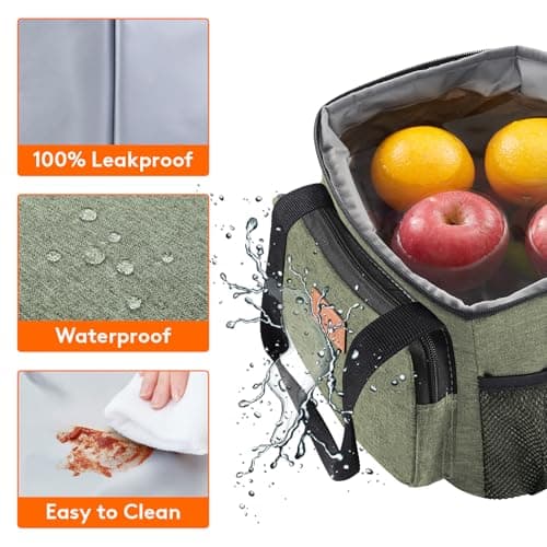 Lifewit Lunch Bag 9L 12 Can Insulated Lunch Box Soft Cooler Cooling Tote for Adult Men Women, Dark Green — view 4