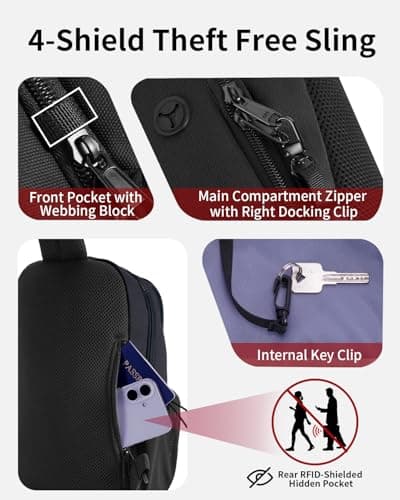 ECOHUB RFID Blocking Sling Bag, Anti-Theft Crossbody Bag for Travel, Sports — view 4