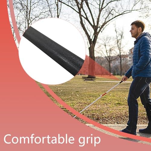 Blind Stick, 123cm/48.4in Folding Walking Stick for Blind, Red White Reflective Walking Cane, 4 Sections Collapsible Walking Stick for Vision Impaired And Blind — view 4