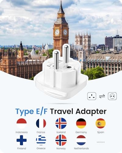 LENCENT 2 Pack UK to European Plug Adapter, Type E/F Schuko Travel Adaptor — view 2
