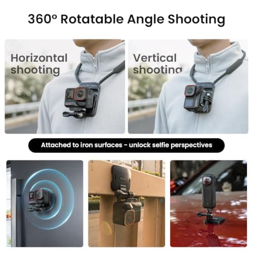 aMagisn Invisible Magnetic Neck Mount for Action Camera,Hands-Free POV Chest Mount for GoPro Hero 13,Insta360 X6/X5/Ace Pro 2,DJI Osmo Action 6/5 Pro/Nano,Phone Neck Holder for Sports,Travel-Black — view 6