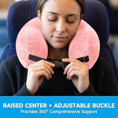 Stuffable Neck Pillow for Travel, Raised Neck Support Travel Pillow Stuffable with Clothes for Extra Luggage Space, Adjustable Strap, Relax with Soft Head Support for Airplane, Camping, Train, Hiking — view 5