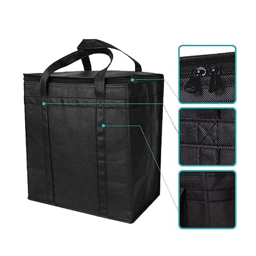 2 Pack Large Premium Quality Insulated Collapsible Cooler Bag Reusable Portable Grocery Shopping Bags with Zippers to Keep Food Hot and Cold and Handles for Takeout and Restaurant Delivery — view 6