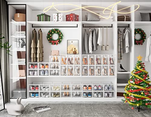 SIMPDIY Shoe Storage Box, 12 pcs Stackable Clear Shoe Boxes for UK 9.5 — view 2