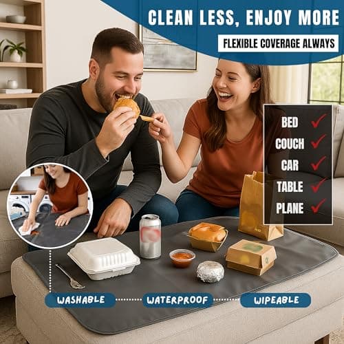 Portable Travel Mat Blanket Set of 2 for - Food - Home - Bed - Travel - Picnic - Camping - Airplane - Outdoor - Packable - Washable - Reversable — view 4