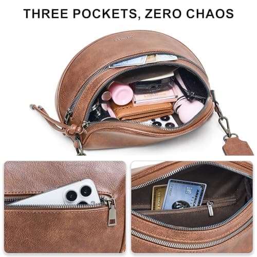LATMAP Crossbody Sling Bags For Women Bum Purses Handbags Go Free Cross Body Fanny Packs For Woman Mon Shoulder Bag Brown — view 6