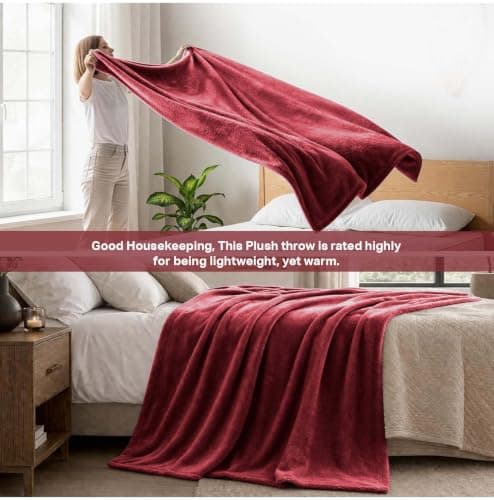 IR Imperial Rooms Fleece Blanket Throw Burgundy, Twin/Double 150X200 Cm — view 3