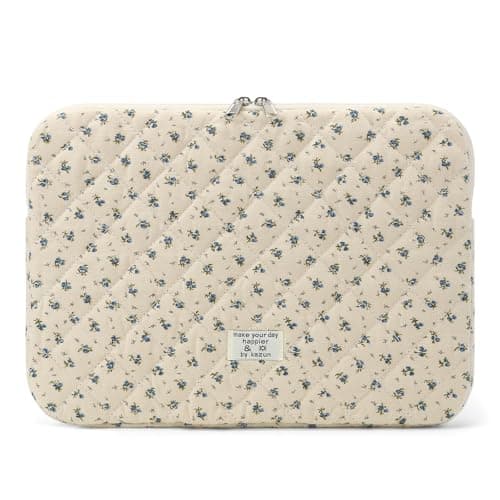 Puffy Laptop Sleeve 13 Inch Cute Floral Laptop Case Soft Quilted Computer Case Protective Cover for MacBook Notebook — view 6