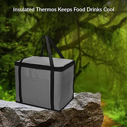 1ABOVE 60L Soft Cooler Bag | Portable Lightweight Keeps Food Drinks Cool - Cooling Delivery Bag for Beach Camping BBQ Shopping Fishing Picnic Lunch Outdoor Travel (GREY) — view 4