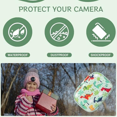 Leayjeen Kids Digital Camera Case, Compatible with Gofunly/Hangrui/Cocopa/GREENKINDER/YunLone/arnssien/Vavkasi, Christmas Birthday Gift Toys for Boys and Girls(Case Only) Green Dinosaur — view 5