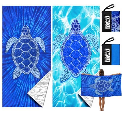 KUIYU 2PCS Microfiber Beach Towels 180x90cm Extra Large