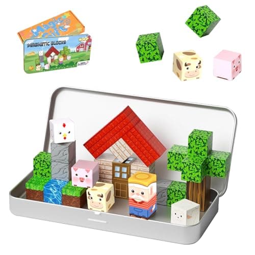 35 Pcs Travel Magnetic Tiles, Mini Building Blocks with Iron Box for Kids
