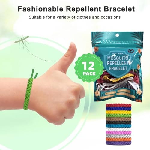 Mosquito Repellent Bracelet 12 Pack, Adjustable Leather Deet-Free Natural Insect Mosquito Bands for Kids Adult Outdoor Camping Fishing Traveling — view 3