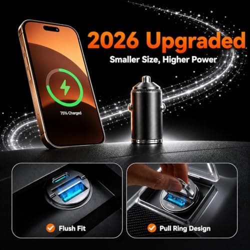 100w Car Charger Adapter,2-Port PD/QC Fast Charging Cigarette Lighter 12V USB Socket,Dual 100W USB-C/A Car Phone Charger for Phone 17/16/15/14, S26/S25/S24/S23,Tablets — view 3