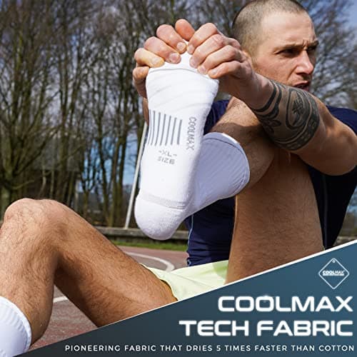 Rahhint Coolmax 3 Pack Compression Running Socks Men Women Anti Blister Socks Walking Socks with TAB Design, Compression Zone, Venting Mesh Network and Arch Support，White 8-12 — view 2