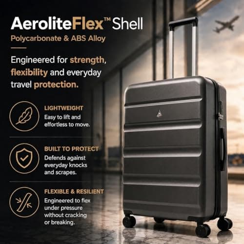 Aerolite Premium Large 28in 100L FlexShell Hard Shell 8 Wheel Suitcase — view 6