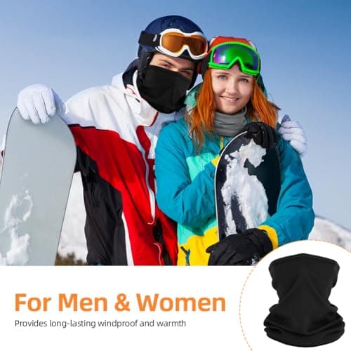 AUYAO Fleece Neck Warmer Thermal Snoods Unisex Winter Cold Weather Knitted Neck Covering Scarf Neck Gaiters Warmer Snoods Headwear Bandana Motorcyclists Snoods for Sports Outdoor(Black+Dark Gray) — view 5
