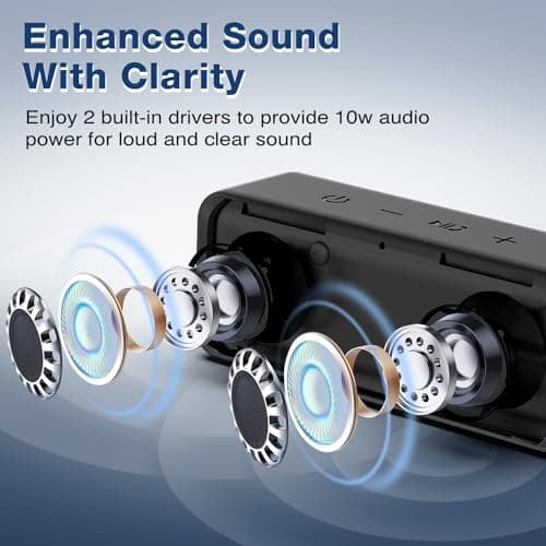 MUQI Bluetooth Speaker, MQ-13 Waterproof Portable Wireless Speaker with 24H Playtime 10W Stereo Sound 66ft Bluetooth Range Dual Pairing for Outdoor, Travel, Home(Black) — view 6