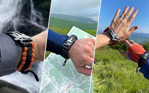 aZengear Paracord Survival Bracelet (2 Pack) Fire Starter, Whistle, Compass — view 6