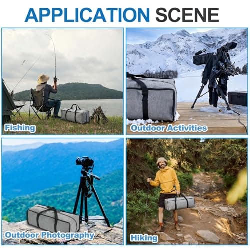 Nexarelle 1 Pcs Zippered Tripod Bag, 120x25x25cm Water Resistant Oxford Cloth Outdoor Equipment Storage Bag with Handle for Travel Outdoor Camping Sports Fishing Rod, Grey — view 6