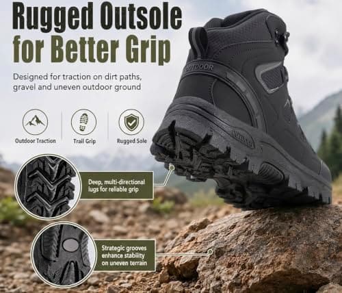 NIFOFISE Hiking Shoes for Men & Women, Mid Cut Walking Boots with Ankle Support, Outdoor Trekking Boots with Rugged Grip Sole, Casual Hiking Boots for Trail, Camping and Country Walks — view 4