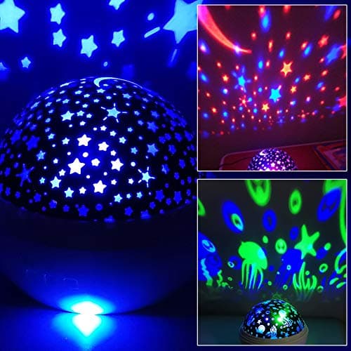 Swhily Baby Light Projector, Star Moon and Ocean Wave Sensory Projector Rotating Lights, Rechargeable Sensory Lights for Girls Boys (Pink) — view 4