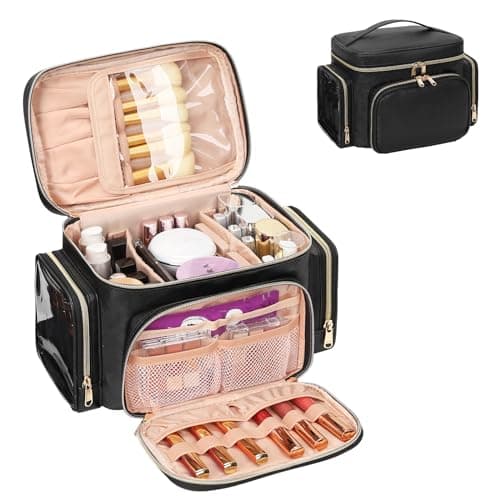 Large Makeup Bag with Brushes Compartments Travel Toiletry Bags for Women