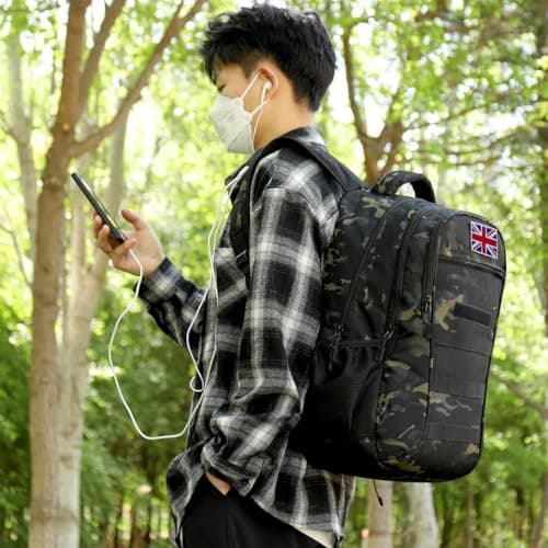 outdoor plus 40L Tactical Military Hiking Backpack, USB Type-C for Boys Men — view 2