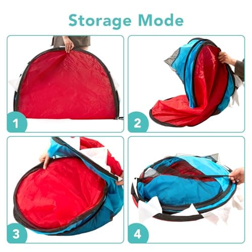 Trintion Pop-Up Play Tent 180x96x81 cm – Indoor & Beach Children's Tent with UV Protection & Waterproof Material – Foldable Baby Beach Tent with Carrying Bag – Playhouse Gift for Christmas (Blue) — view 2