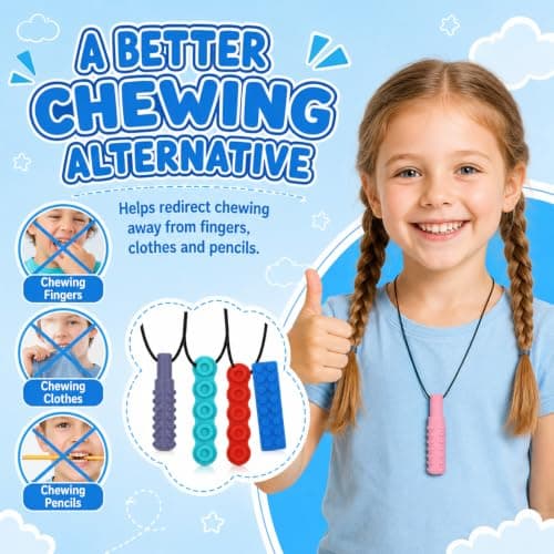 KASURE 7PCS Sensory Chew Necklaces for Kids, Multi-Shape Silicone Chew Toys — view 5