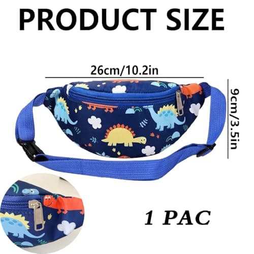 Dinosaur Bag,Kids Bumbags,Cartoon Lightweight Sling Bags,Running Bag,Children's Chest Bags,Dinosaur Fanny Pack Fabric Nylon Money Belt,for Toddler Girls Boys Running Hiking Travel Sports(Blue) — view 6