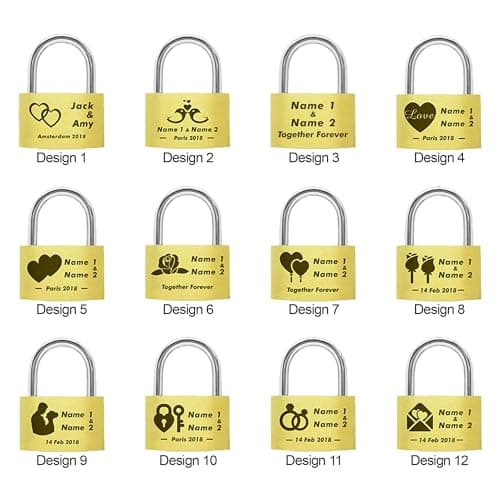 Engraved Padlock Personalised Love Lock Padlock with Key Personalised Gifts for Couples Lover Anniversary Wedding Gifts Love Lock with Gift Box for Travel Trip Valentines(Bride & Groom) — view 2
