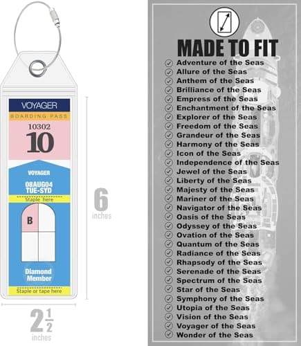 Cruise On Royal Caribbean Cruise Luggage Tag Holder (4 Pack) – Fits All Royal Caribbean Ships, Durable Travel ID Holders for 2026-2027 Cruises, Clear Waterproof Cruise Essentials — view 3