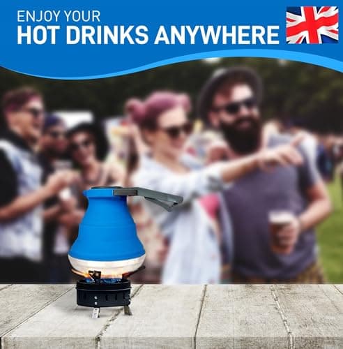 Heather UK Collapsible Kettle Camping Foldable Camping Kettles 1.5L Silicone and Aluminium Gas Stove Top Folding Portable Travel Kettle for Holiday Caravan Large Blue — view 5