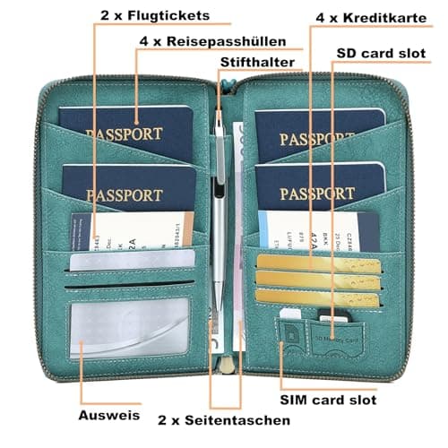 Toctax Passport Holder Travel Wallet for Family, RFID Passport Wallet Travel Document Holder for Men and Women (Blue) — view 2
