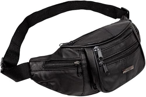 Woodland Leathers Genuine Leather Bum Bag Belt Bag for Women and Men, Black