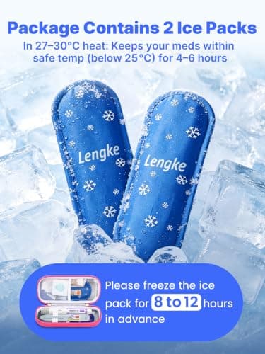SUNMON Insulin Cooler with 2 TSA Approved Ice Pack - Portable Diabetes Case, Medicine Organizer Bag for Diabetic Supplies (Red) — view 3