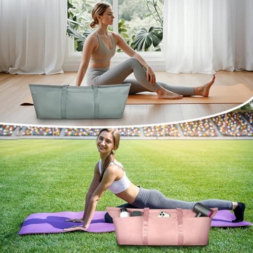 Aucuu Large Yoga Mat Bag, Gym Bag, Travel Yoga Gym Bag for Women Men, Gray Green, Nylon, Classic, Unisex — view 6