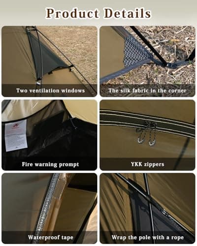 TOMOUNT Tent Backpacking Tent 1-2 Man Tent Waterproof Ultralight Nylon 1.5kg-2kg for Hiking Camping, Outdoor — view 4
