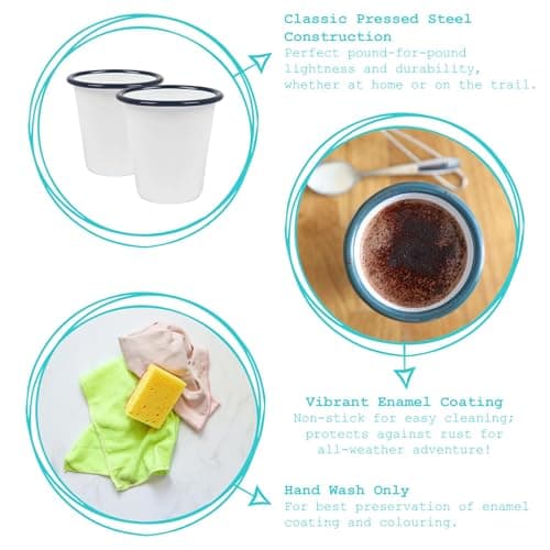 Argon Tableware Enamel Tumblers - 300ml - Blue - Set of 2 Metal Drinking Cup Teacup Coffee Tumbler Set Hot, Cold Drinks Cups for Home, Kitchen, Dining, Travel, Camping, Hiking & Outdoor Use — view 2