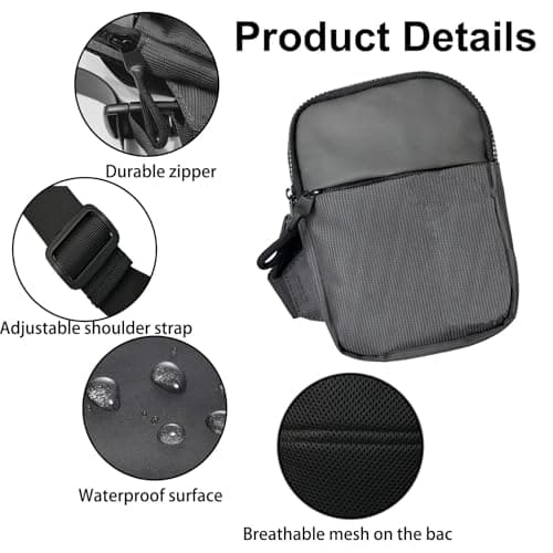 JOVIA Men's Chest Bag - Lightweight, Anti-Theft Shoulder Bag for Hiking, Camping, Travel, and Outdoor Sports - Small Crossbody Bag with Hidden Pocket for Men & Women (Grey) — view 4